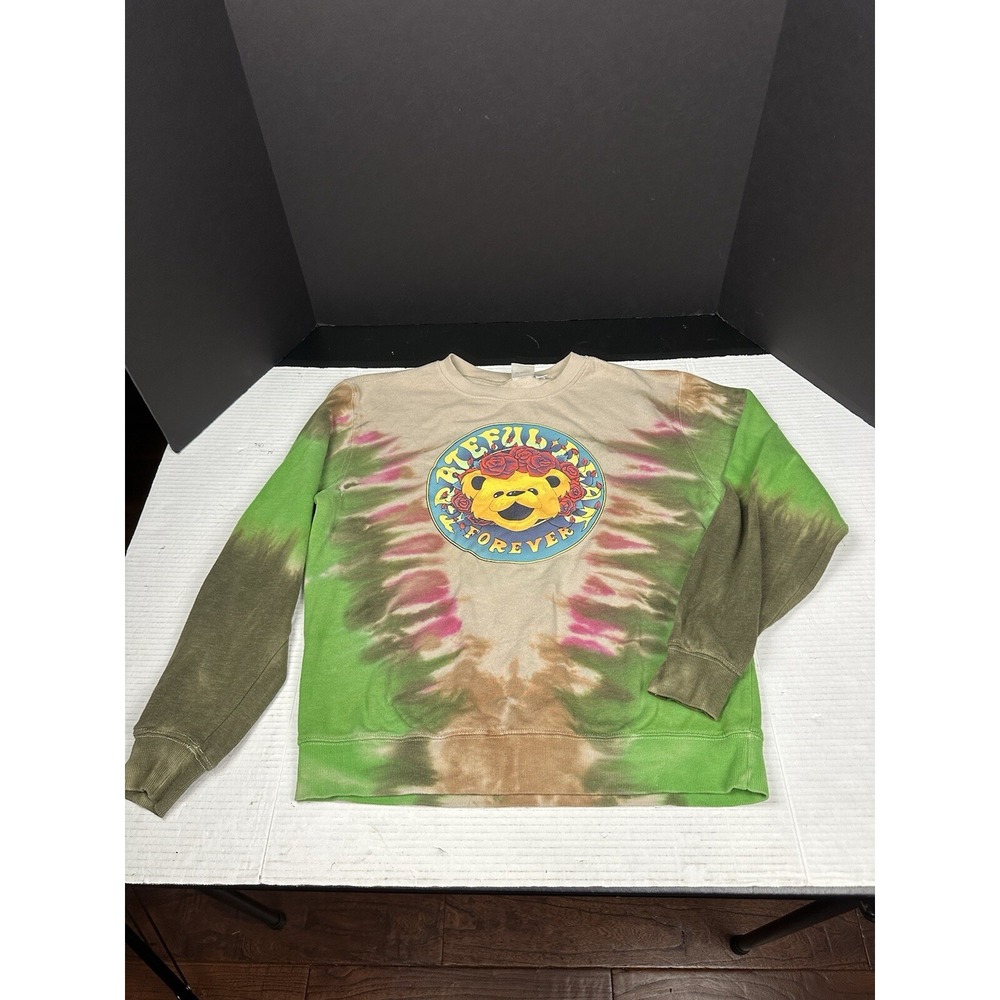 Grateful Dead Sweater Women's Medium Tie Dye Bear Roses‎ Forever Long Sleeves